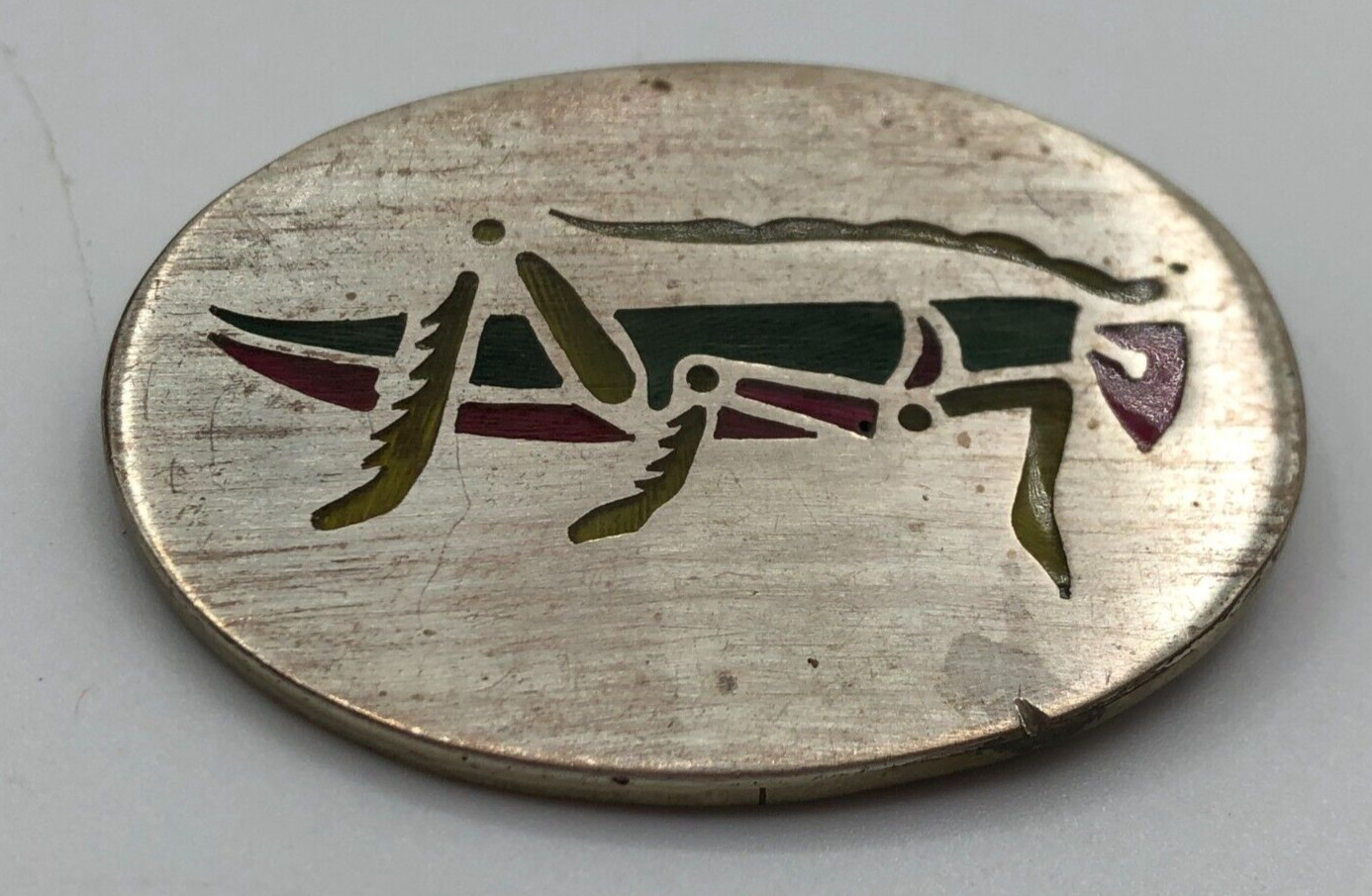 Vintage Los Castillo Taxco Sterling Silver Plique a Jour Grasshopper Pin Brooch