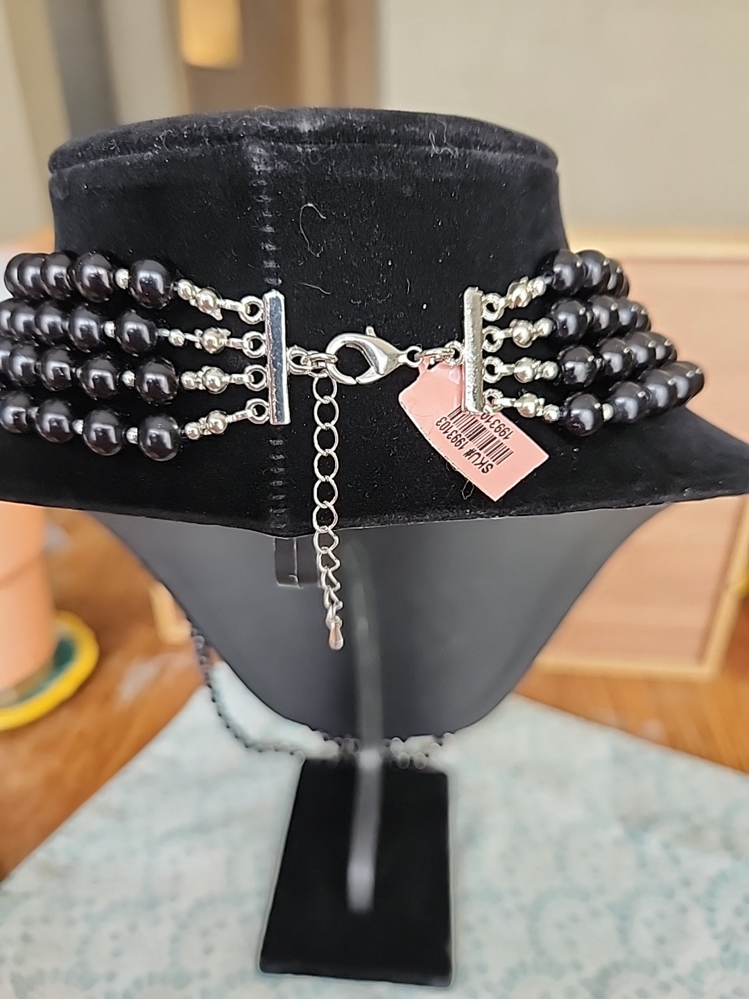 NWT JTV BLACK ONYX MULTI STRAND Long Beaded Necklacew Silver Spacers Statement
