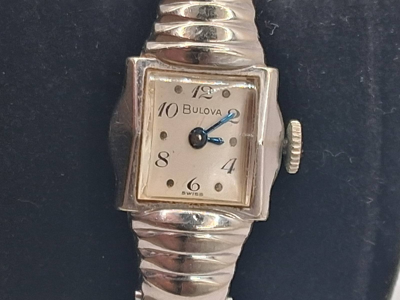 Vintage Bulova 10k Rolled White Gold Plate Manual Wind Ladies Watch Working