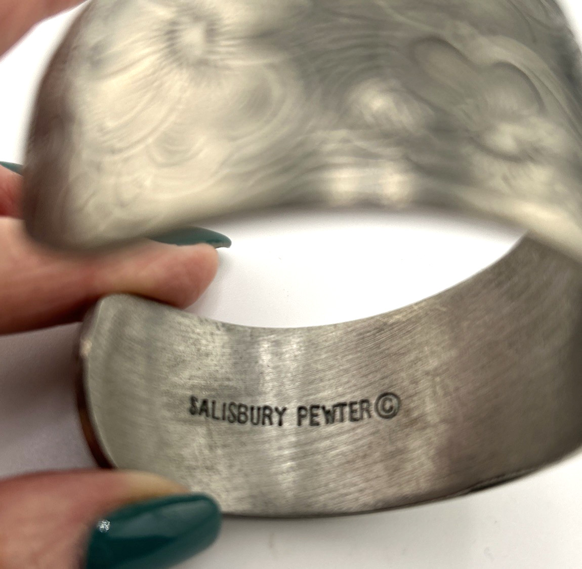 Vintage Salisbury Pewter Larkspur Cuff – July Birth Flower Bracelet