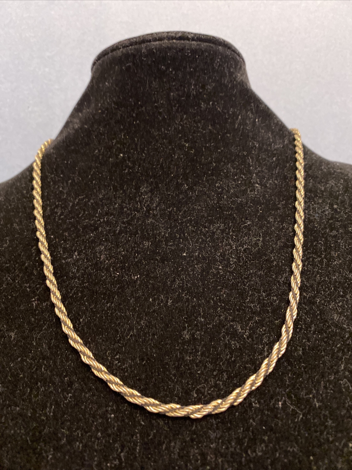 Gold Tone .15 Inch Wide Black Cord Wrapped Rope Chain Fashion Necklace 23.5 Inch