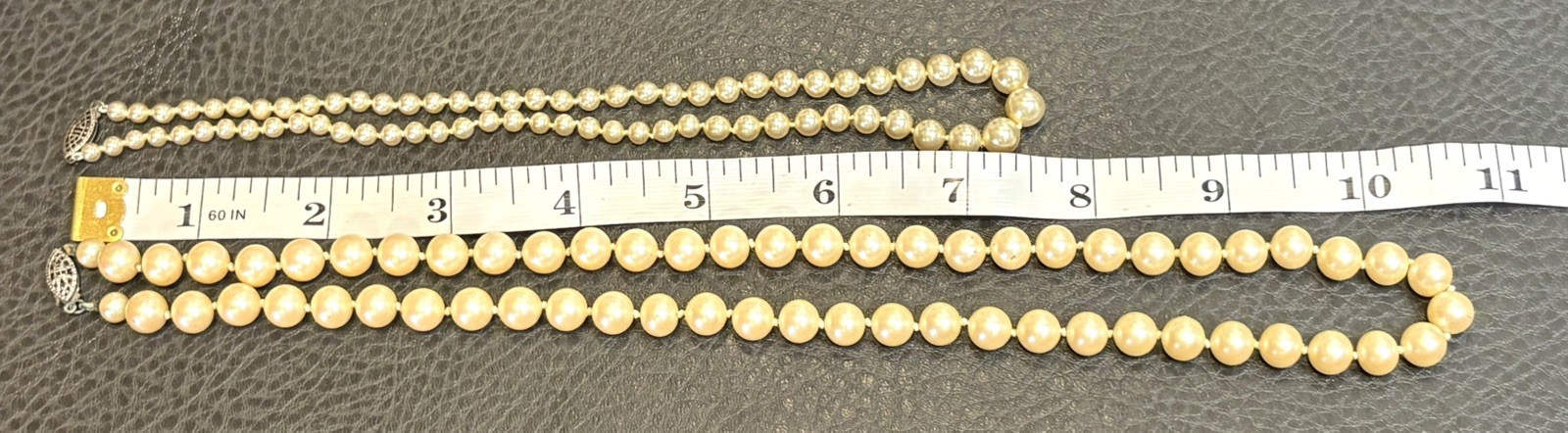Vintage Lot Of 2 Sterling Silver Clasps Faux Pearls Hand Knotted Necklaces Layer