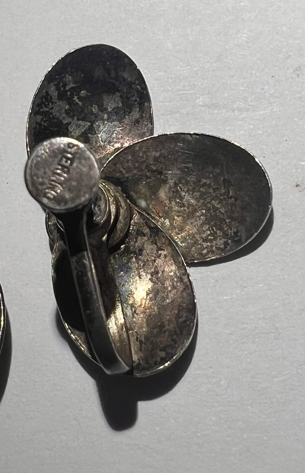 Vintage Sterling Silver CALLA LILY Flower Screw Back Earrings Modernist N.E ?