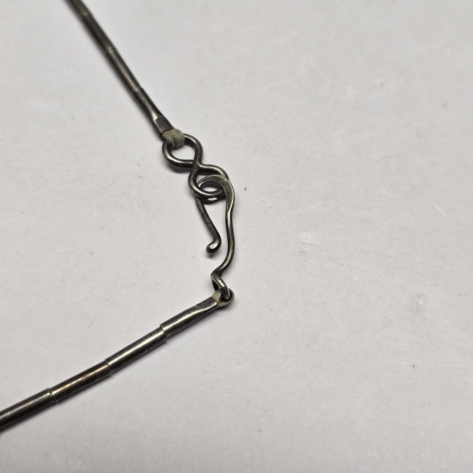 925 Sterling Clasp Heishi Necklace With Stone Inlay Pendant Southwestern 16″
