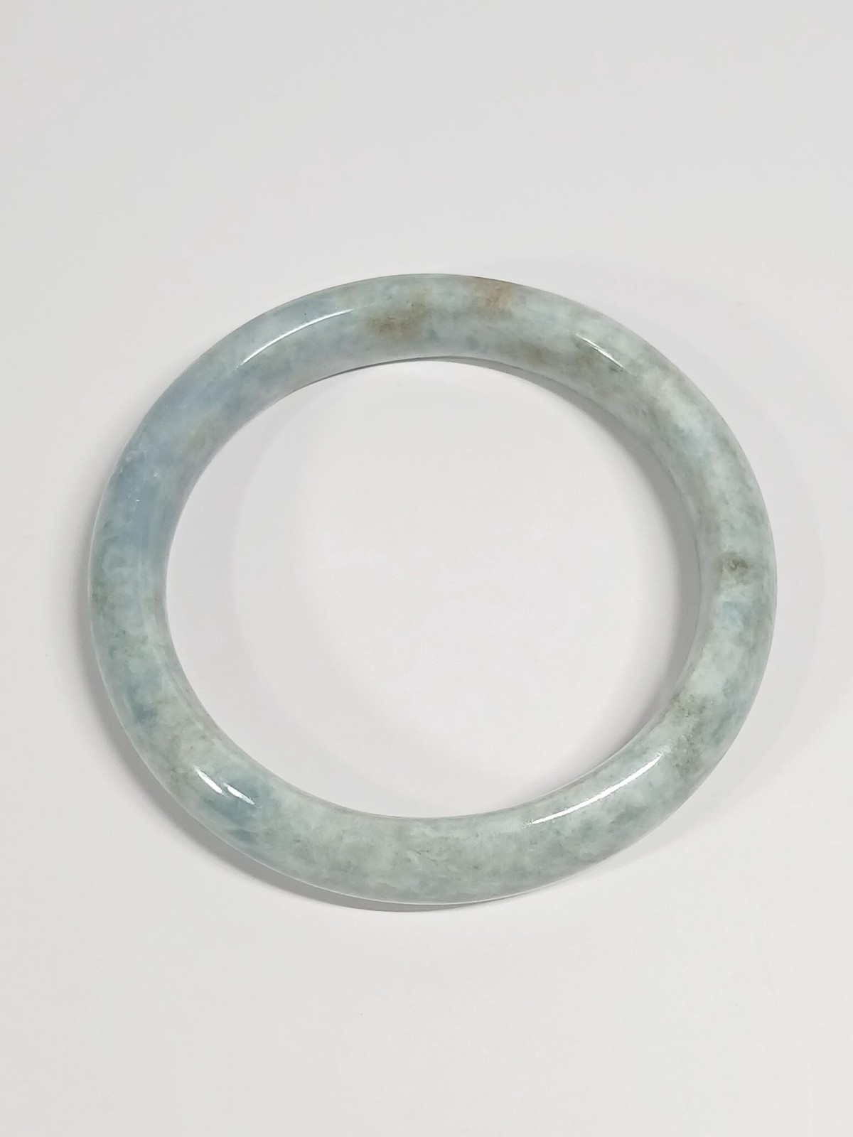 Pale Green Blue Jadeite Bracelet with Brown Inclusions 67mm