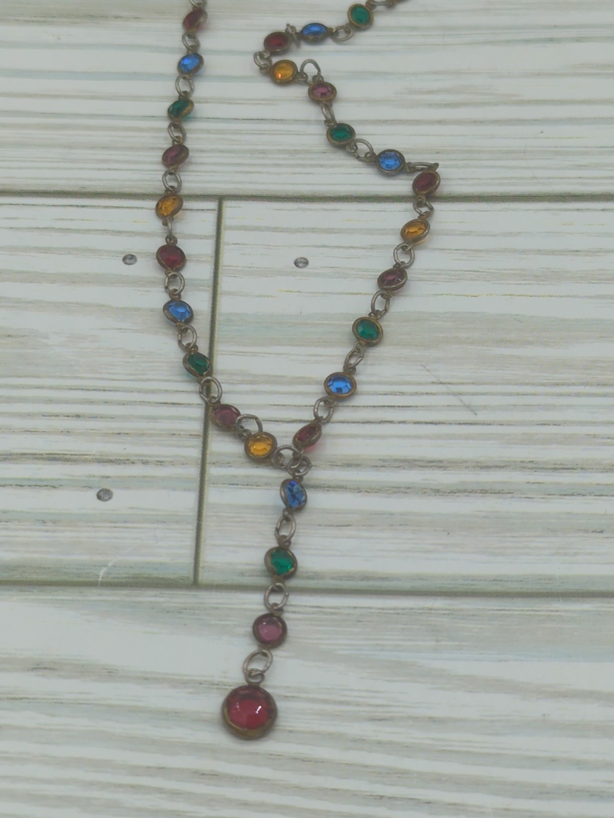 Vintage Austrian Crystal Multi Color Necklace 19″