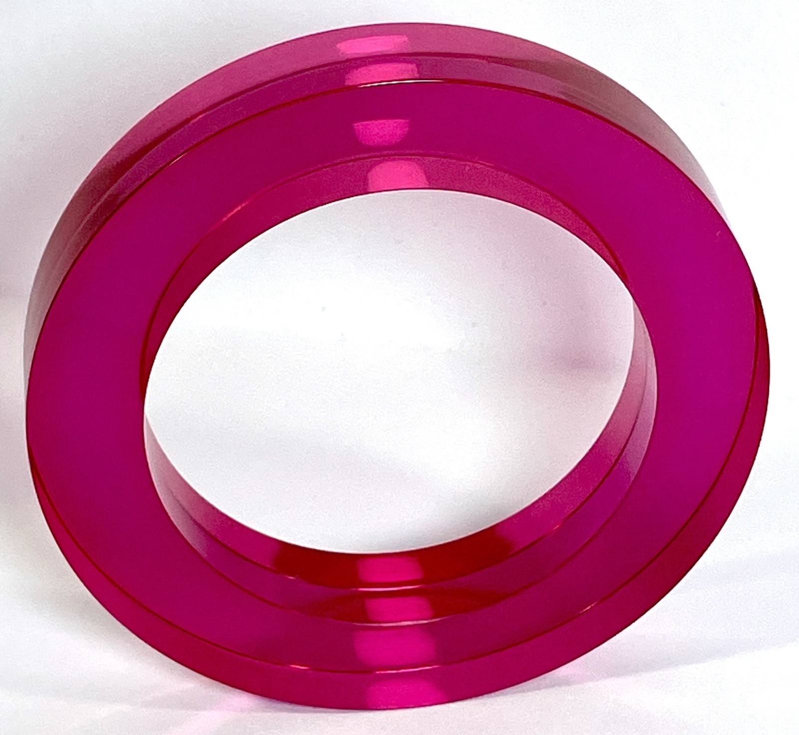 Lucite Bangle Bracelet Acrylic Hot Pink Chunky Round Fuchsia Estee Lauder Vtg 8”