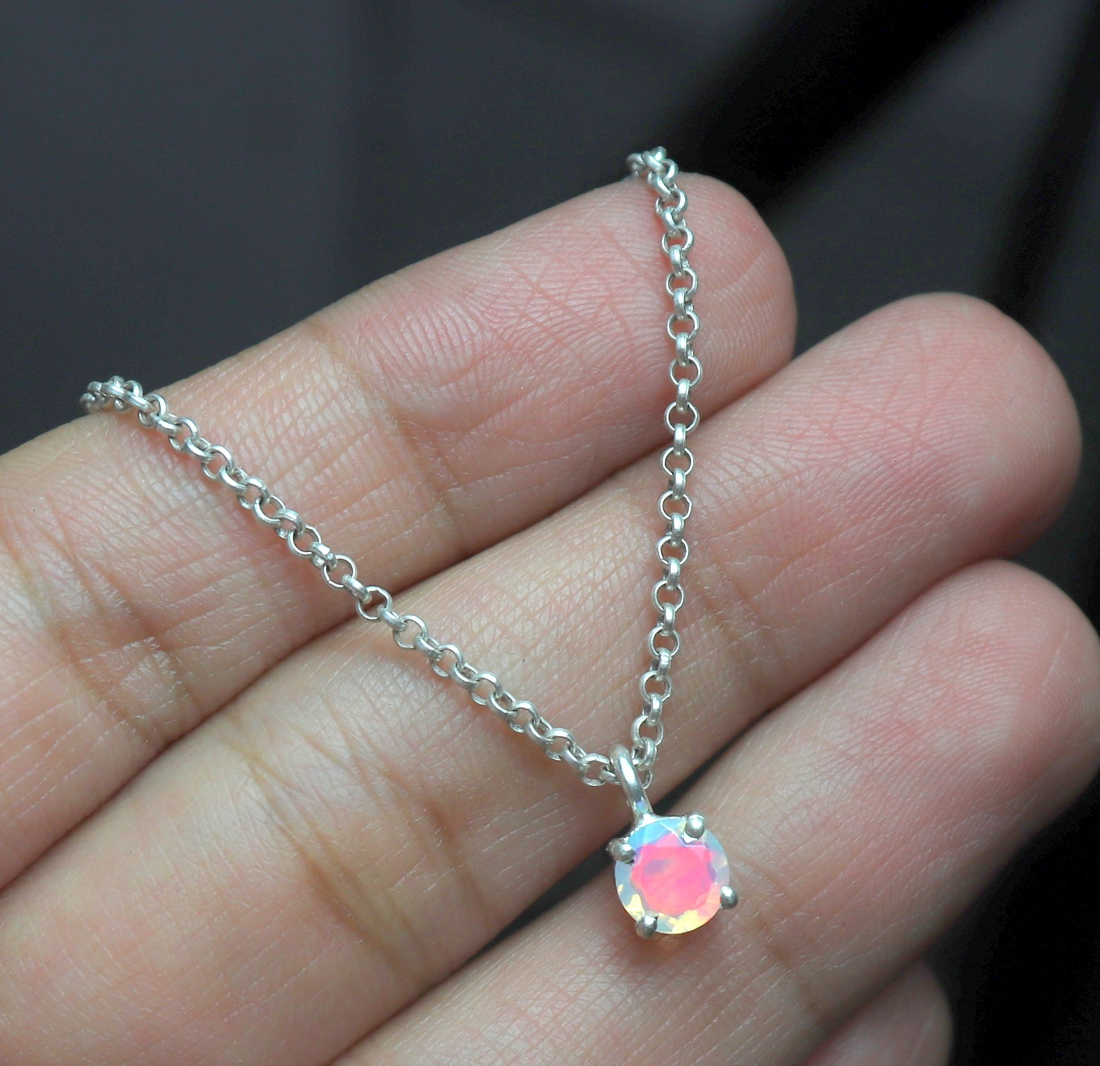 sterling silver fire opal pendant silver girly jewelry daily wear jewelry
