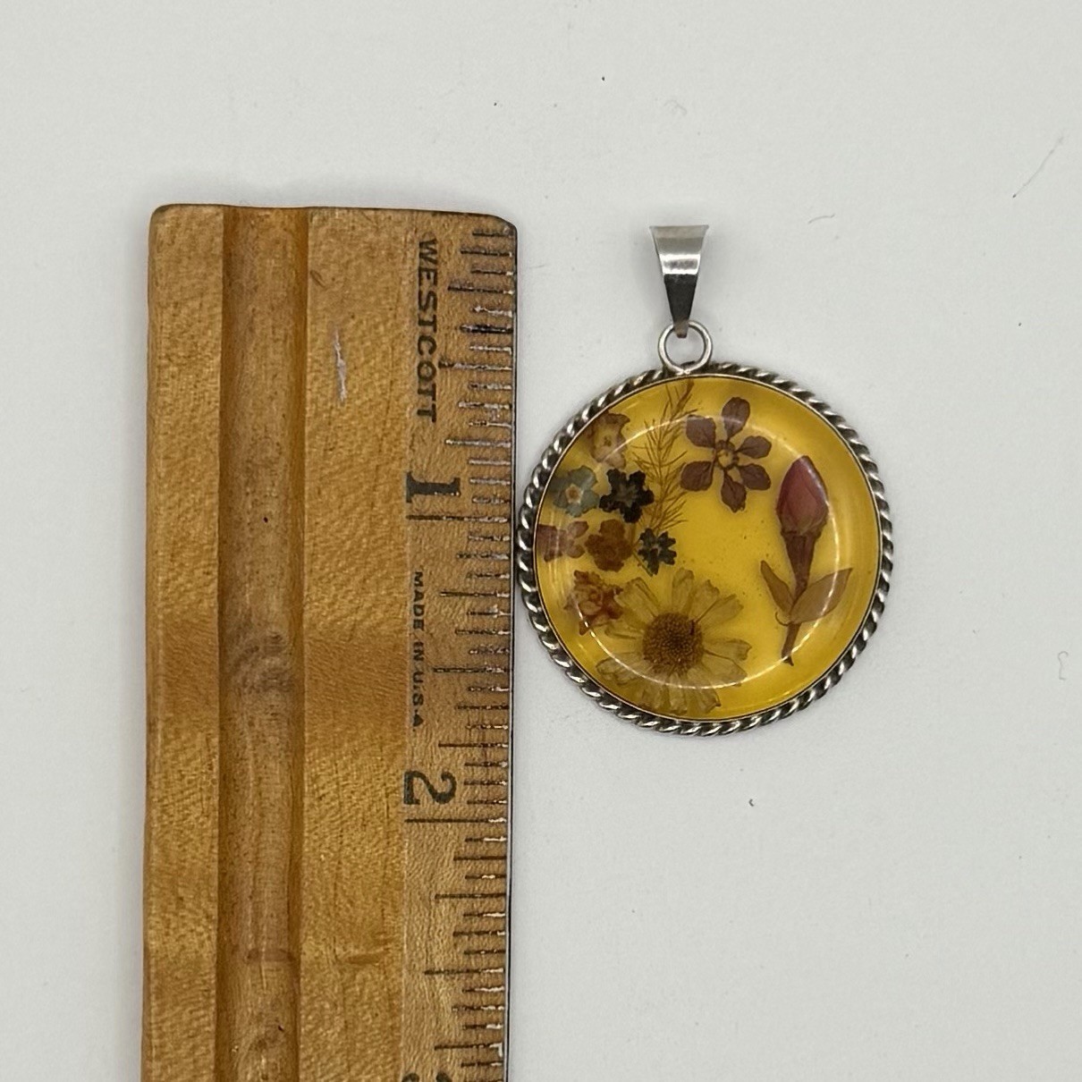 Vintage ATI Mexico 925 Silver Pressed Flowers Resin RLM Studio 925 Collar Y2K