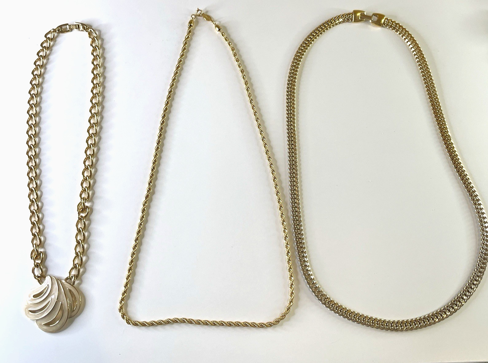 Vtg NAPIER Choker NECKLACE LOT Enamel Rope Chain Heavy Classic 3 Pieces 18″-24″