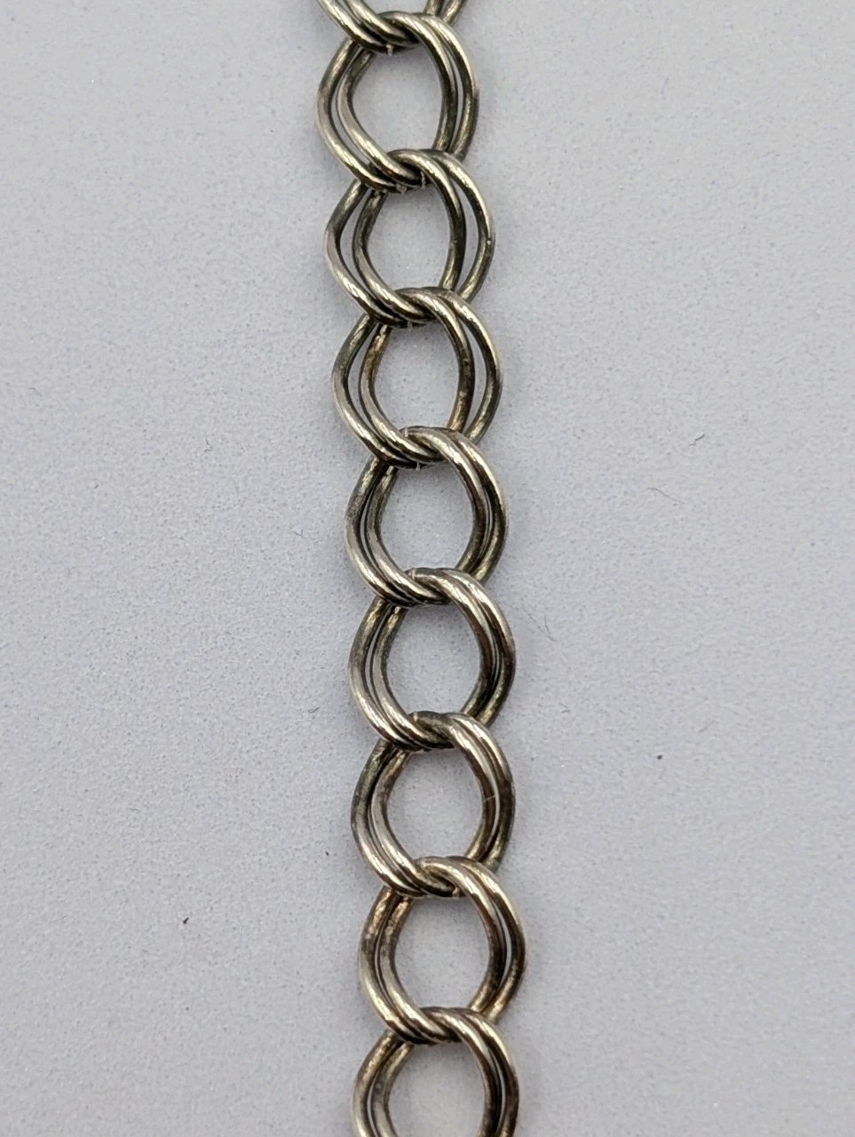 Vintage Sterling Silver Double Link Curb Chain Starter Charm 925 Bracelet 7.25″