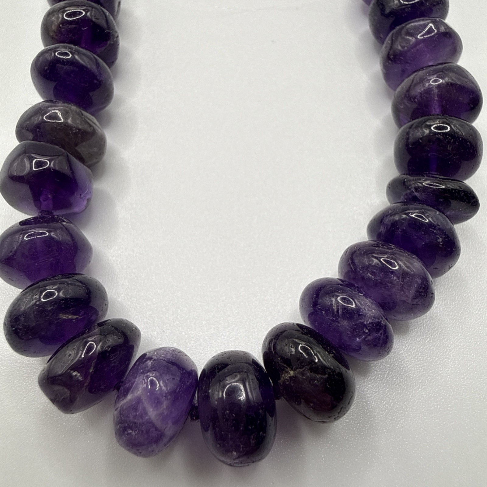 Vintage Necklace Knotted Graduated Amethyst Rondella Beads February Birthstone