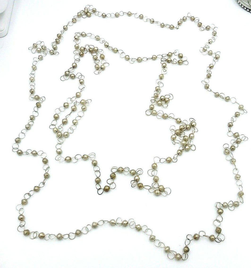 Set of Two Vintage Aluminum Ball Link Chain Layering Necklaces 60″
