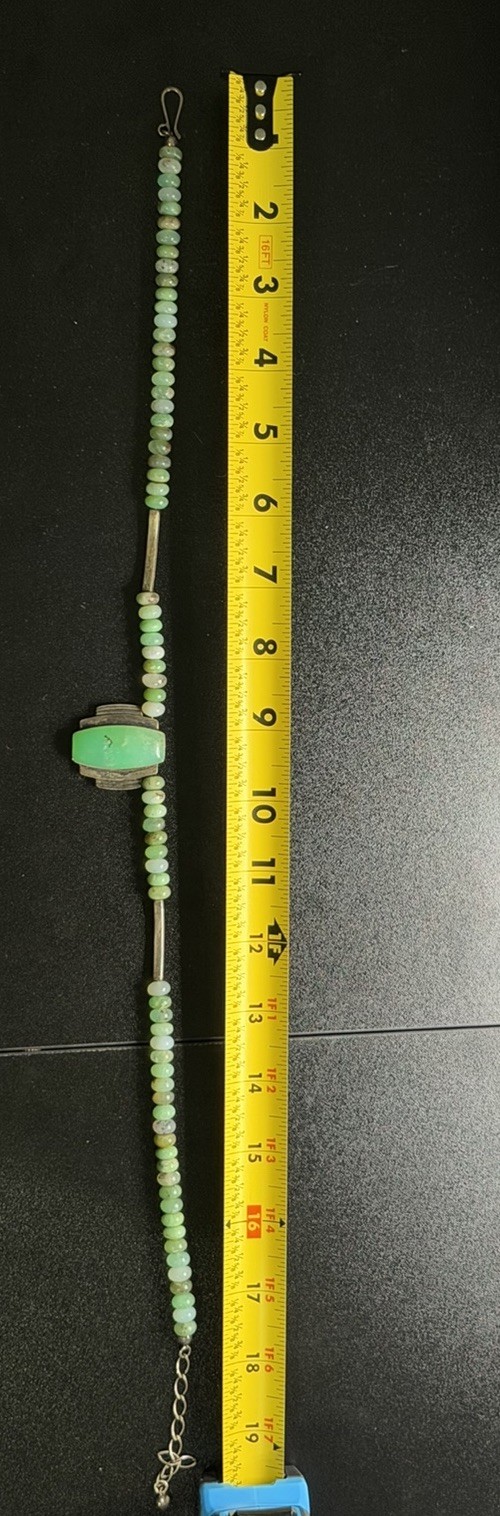 Vtg Jay King DTR Sterling Silver Green Bead Necklace Pendant 17-18 Inch Length