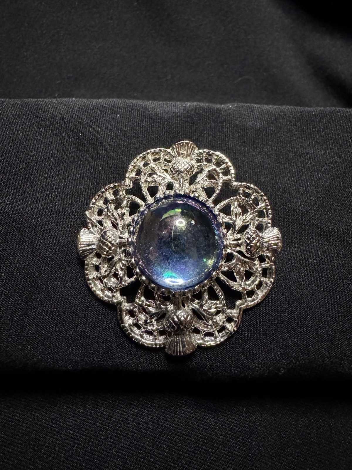 4 Vintage Brooches Gold & Silver Tone w/ Multicolor Stones, Unsigned