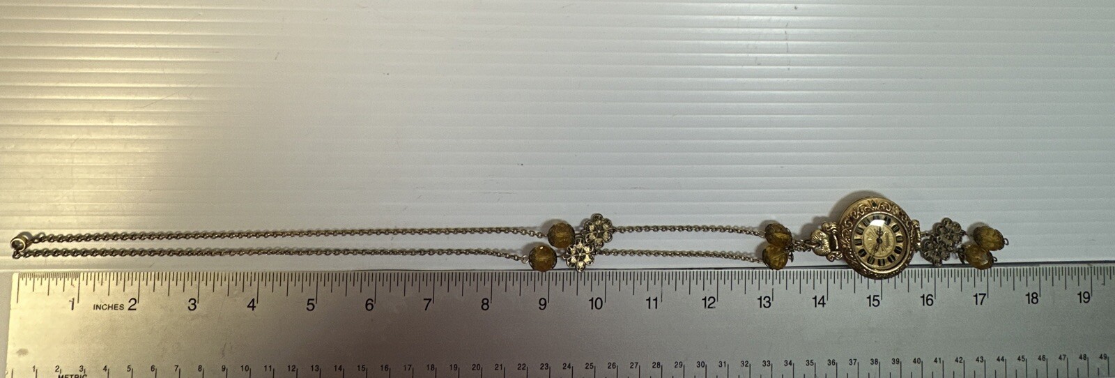 Vintage Mid Century Endura Pendant Watch Renaissance Style Necklace