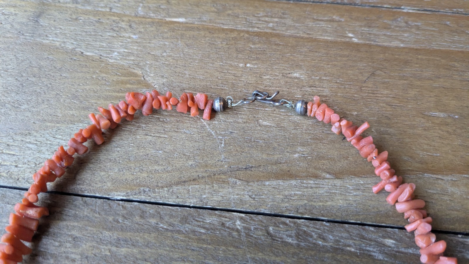 Vintage Native American Navajo Coral Branch Necklace Salmon Color 16″
