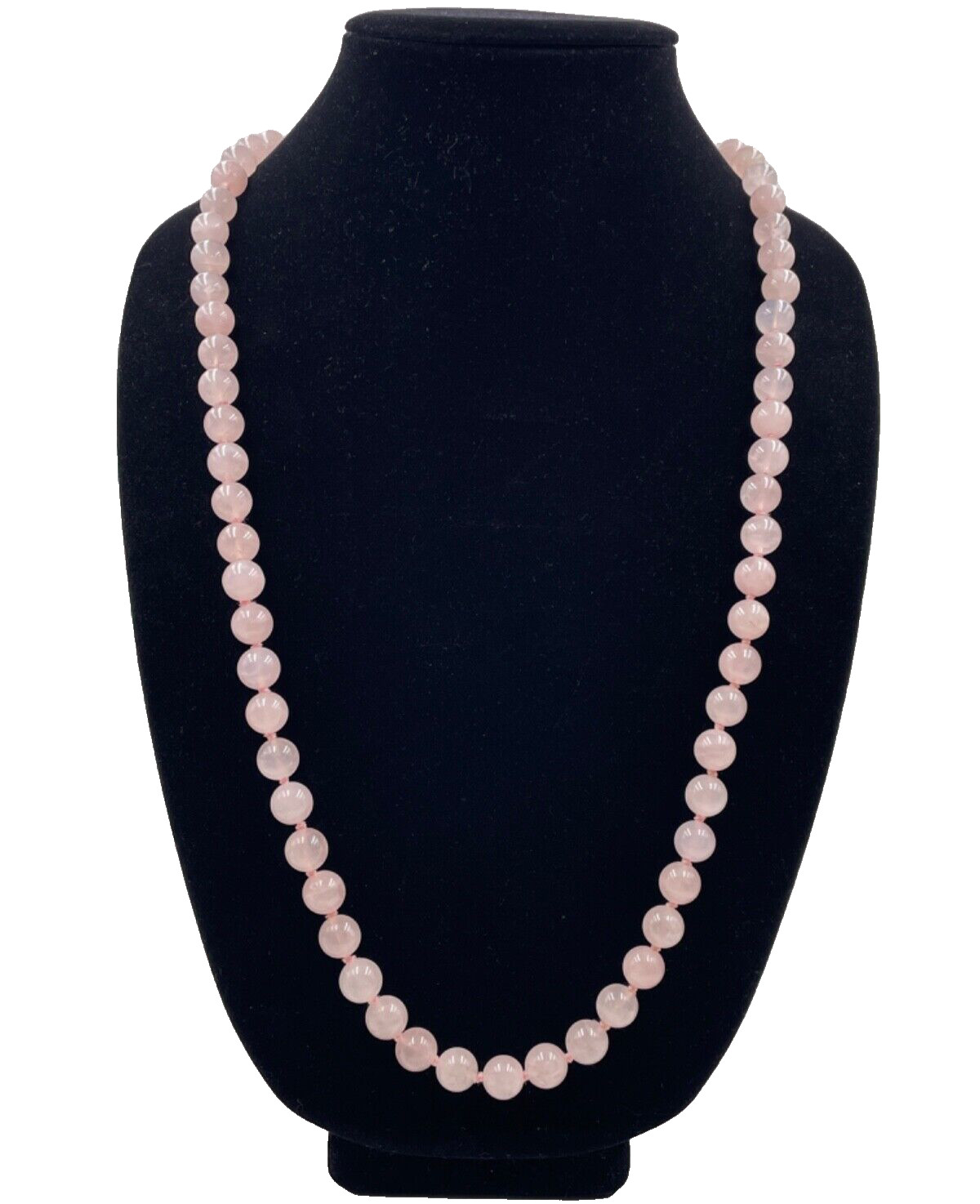 ROSE QUARTZ ANTIQUE CHINESE EXPORT HAND-KNOTTED NECKLACE LONG NO CLASP 1 STRAND
