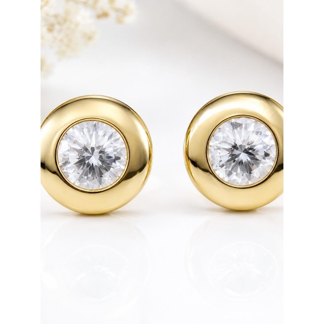 Vintage Gold Tone Crystal Clip On Earrings Large Faceted Rhinestone Statement