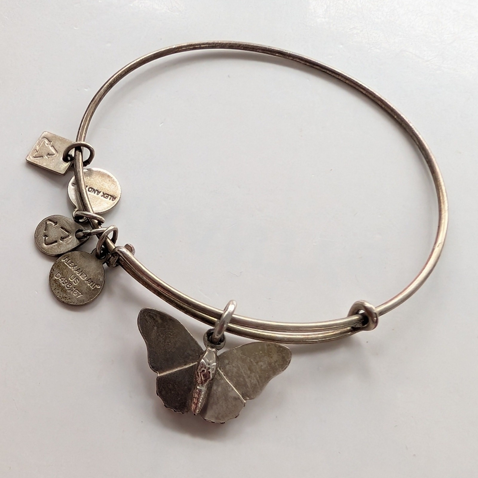 Alex And Ani Light Gold Tone Y2K Butterfly Charm Layering Bangle Bracelet
