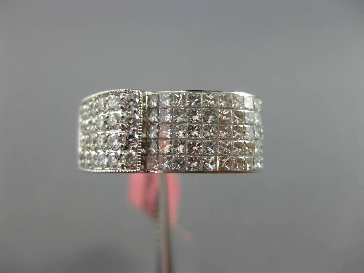 ESTATE WIDE 1.30CT DIAMOND 18KT WHITE GOLD 3D MULTI ROW MILGRAIN RING F/G VS/VVS
