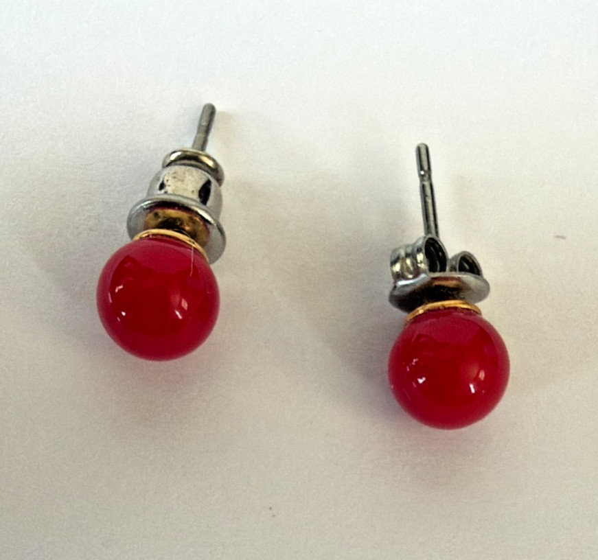 LOT OF 6 VTG PIERCED EARRINGS ACRYLIC RED PURPLE PINK MAUVE
