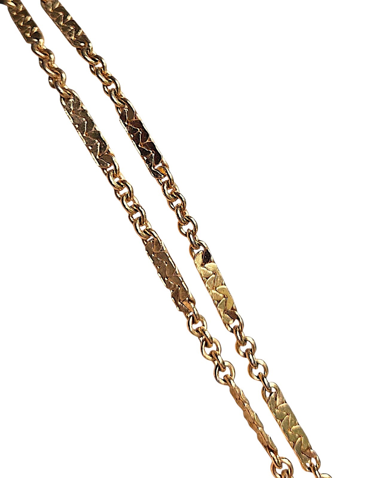 Vtg Monet Textured Bar Link Gold Tone Station Necklace Long Layering Chain 54″