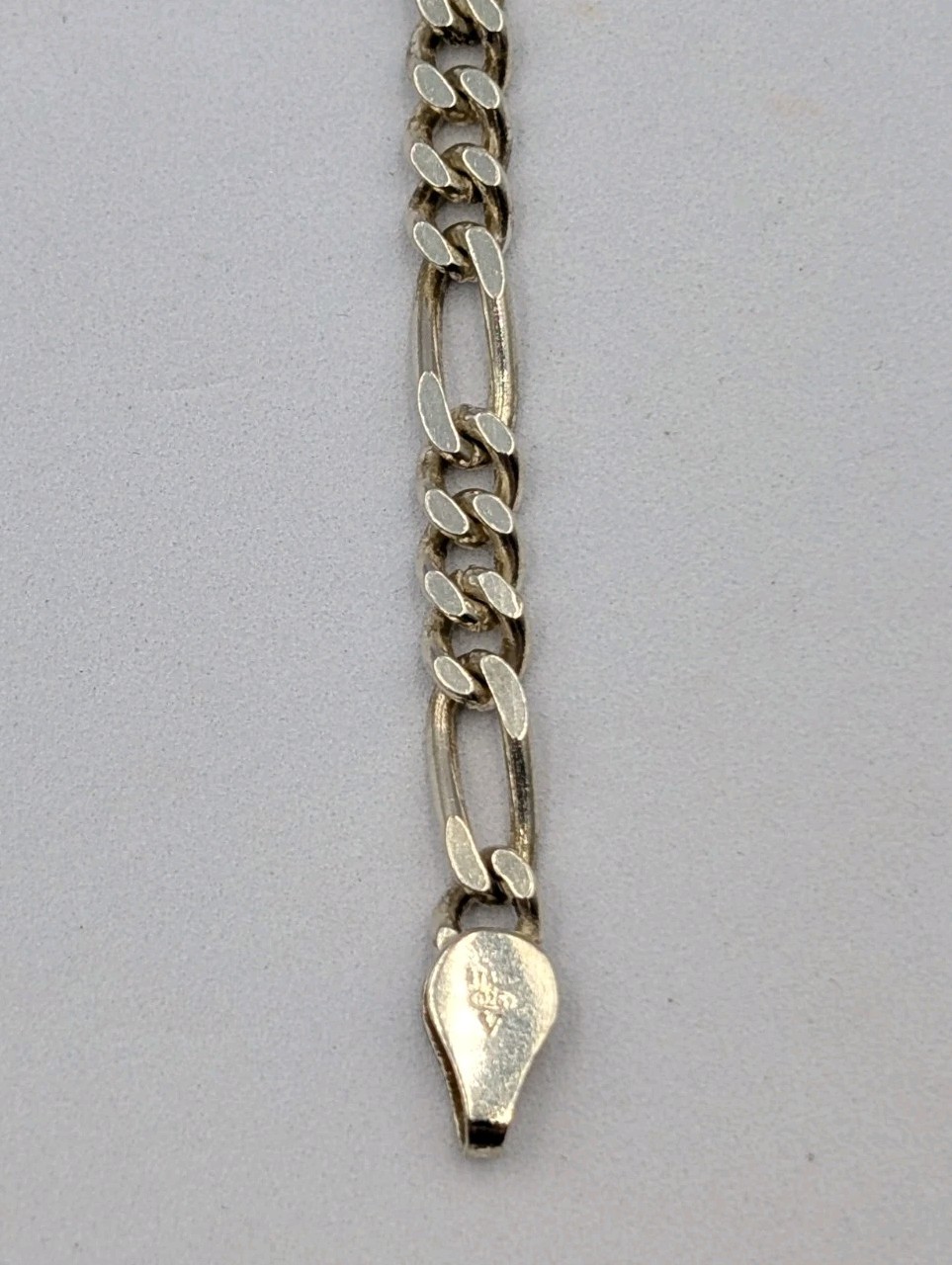 Signed Vtg Sterling Silver 4.3mm Figaro Italian Chain Unisex 925 Bracelet 7 7/8″