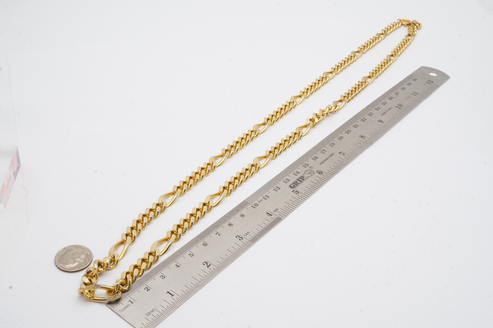 Vintage Necklace Gold Tone Figaro Link 32.5″ 7.7mm
