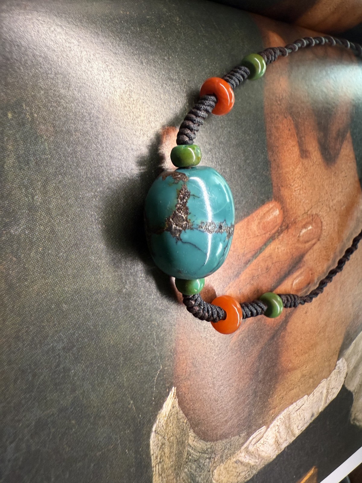 Vintage Tibetan Turquoise Bead Necklace | Handcrafted Traditional Amulet