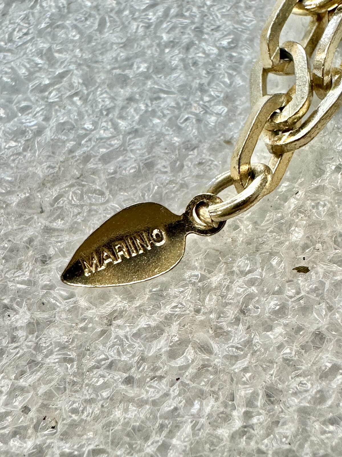VTG Signed Marino Gold Tone Puffed Oval Framed Links Hook And Ball Clasp 17”