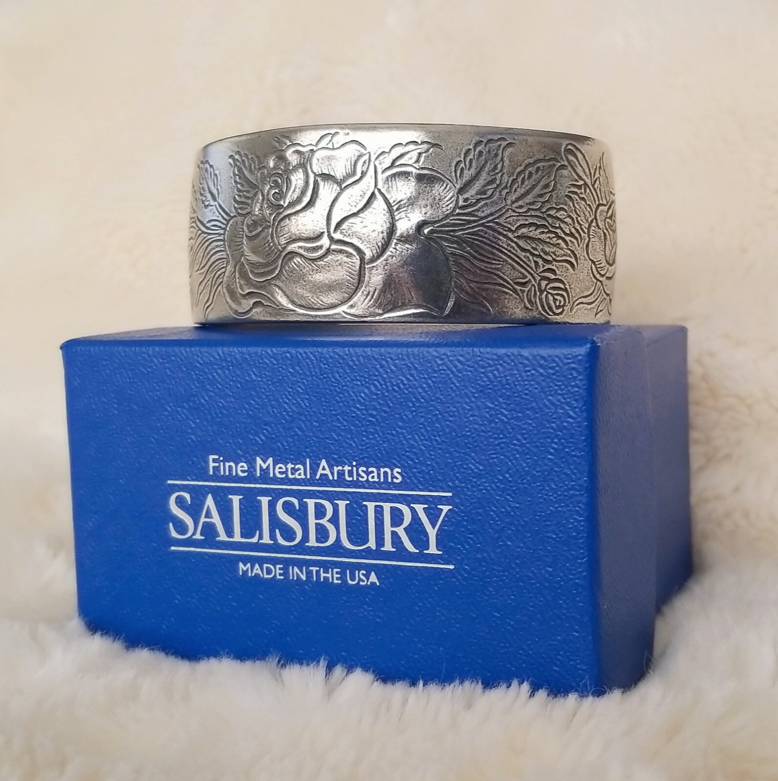 Salisbury Artisans Pewter Cuff Etched June Bracelet – In Original Box