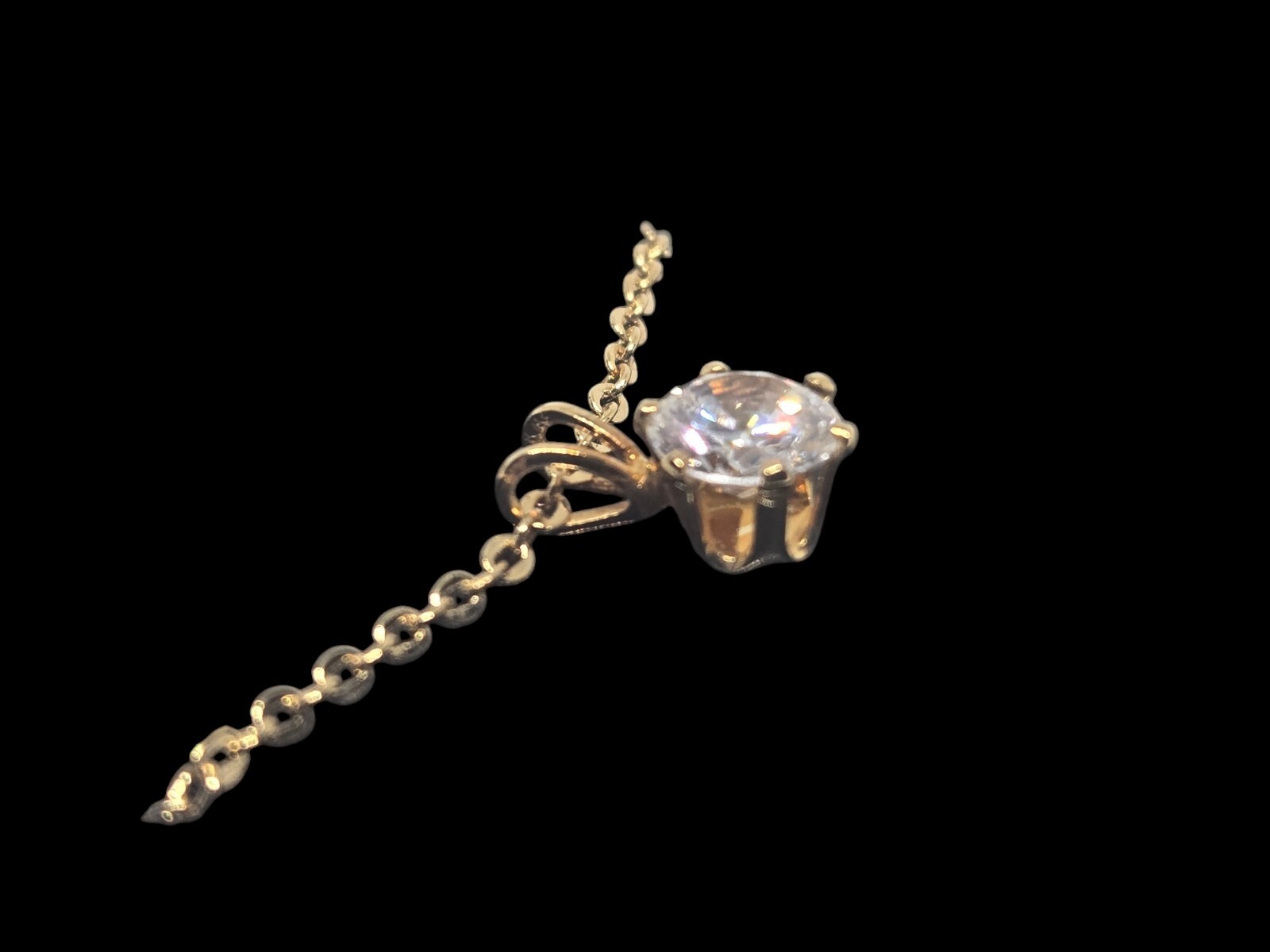 Vintage Lindenwold Fine Jewelers 18″ Gold Tone Cubic Zirconia Necklace Pendant