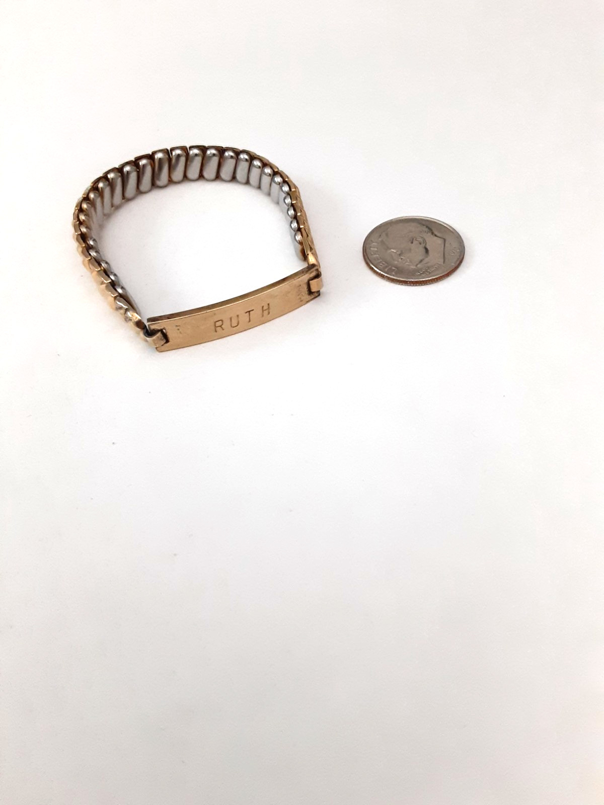Vintage P&K Gold Filled ID name tag Engraved ( Ruth ) Expanding Bracelet