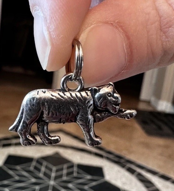 Tiger Silver Jewelry Charm Pendant Vintage No tarnish bracelet necklace Safari