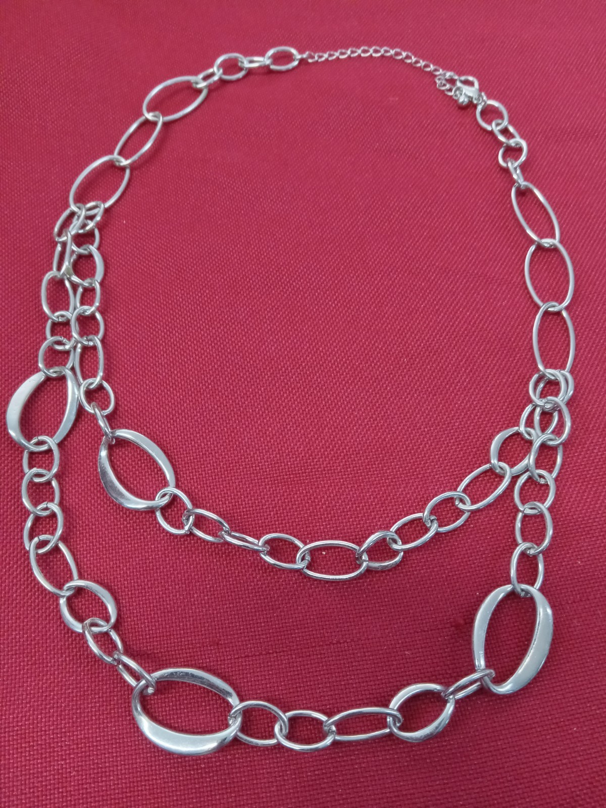 Vintage Silver Toned Double Strand Chain 18″ Necklace