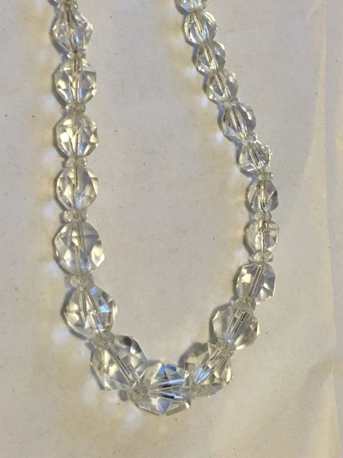 VTG Crystal Necklace Clear Sparkling Graduating Size Beads 19 3/4″ L
