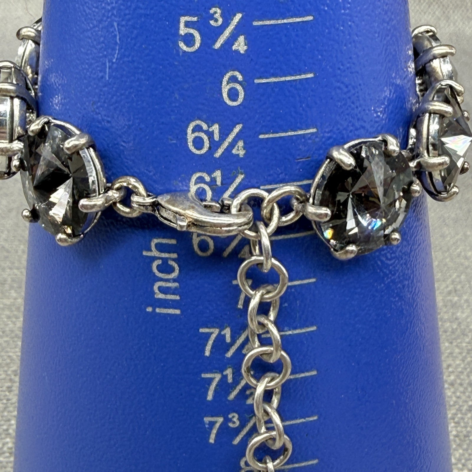 Vintage Stella Dot Amelie Bracelet Gray Rivoli Rhinestones Silver Tone