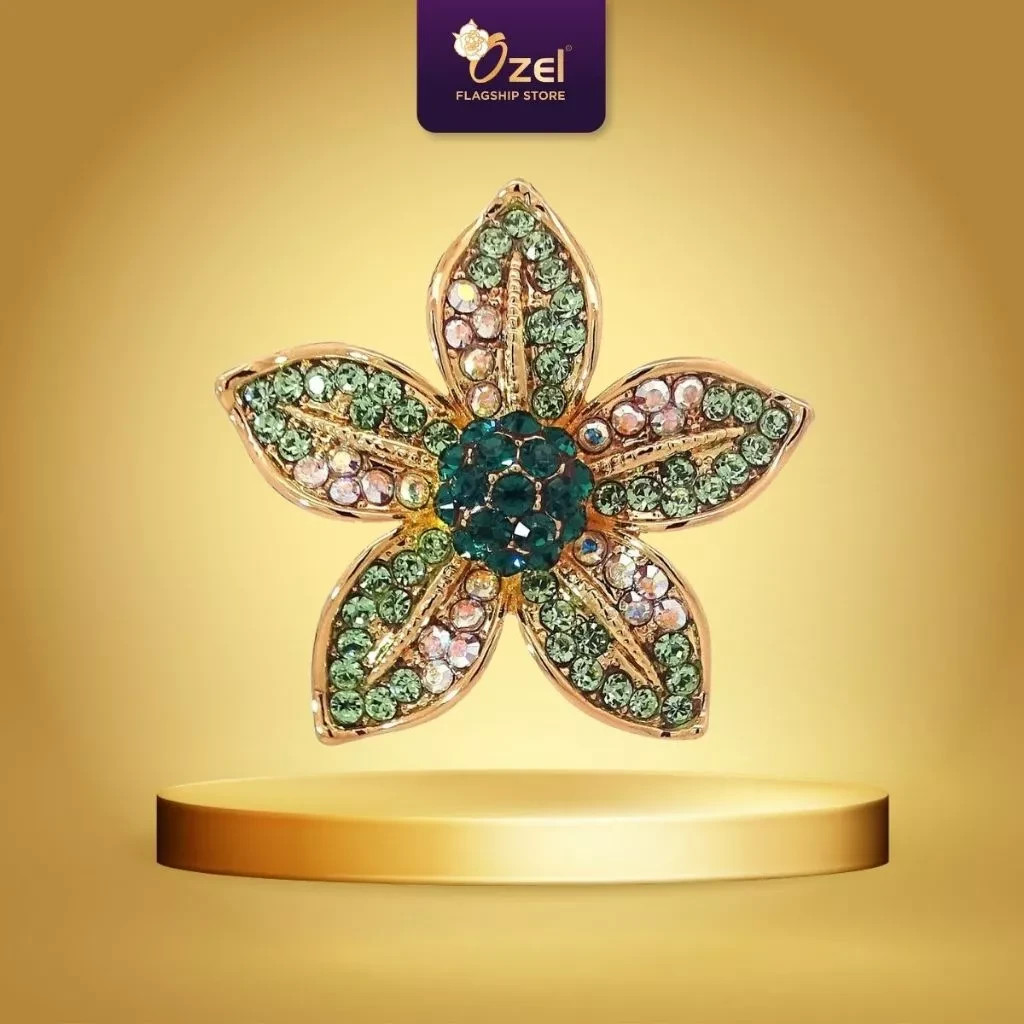 OZEL Starflower Crystal Brooch B288 Elegant Hijab Scarf Blouse Dress Brooch Pin