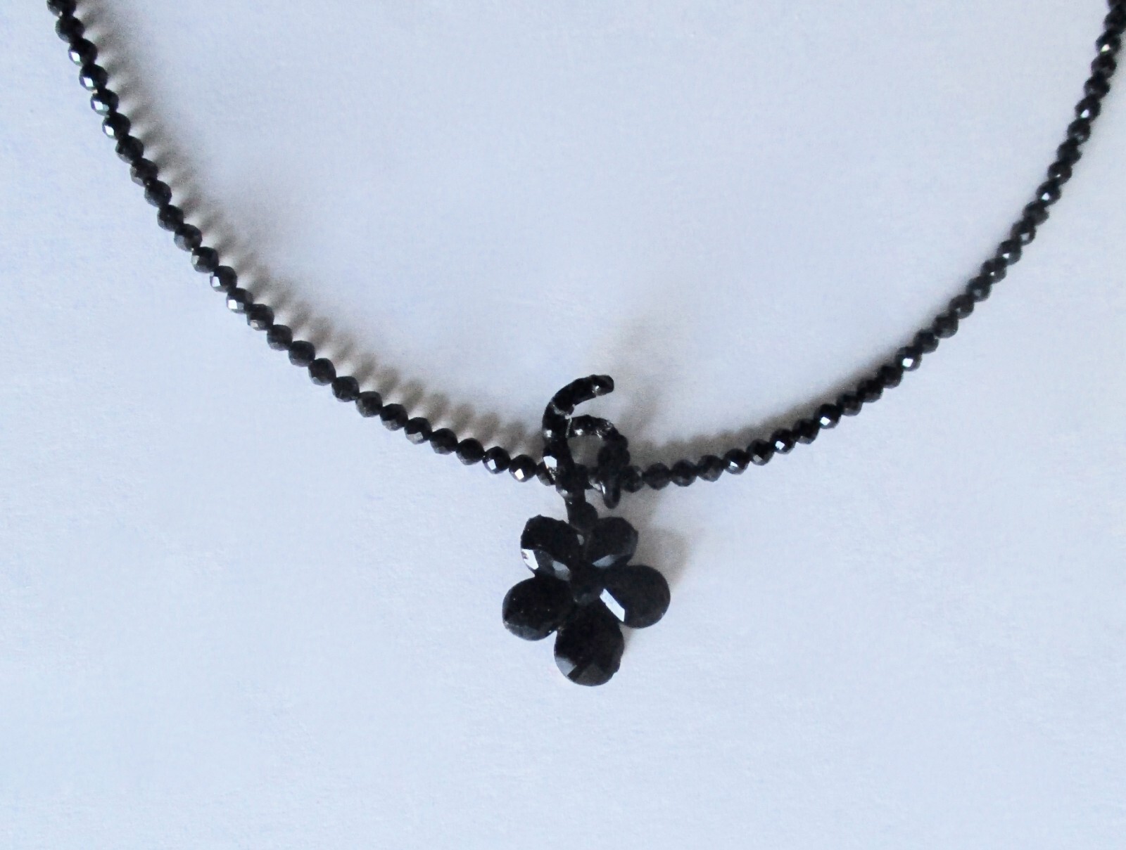 Antique Vauxhall Glass Flower With Vintage Spinel Bead Adjustable Necklace