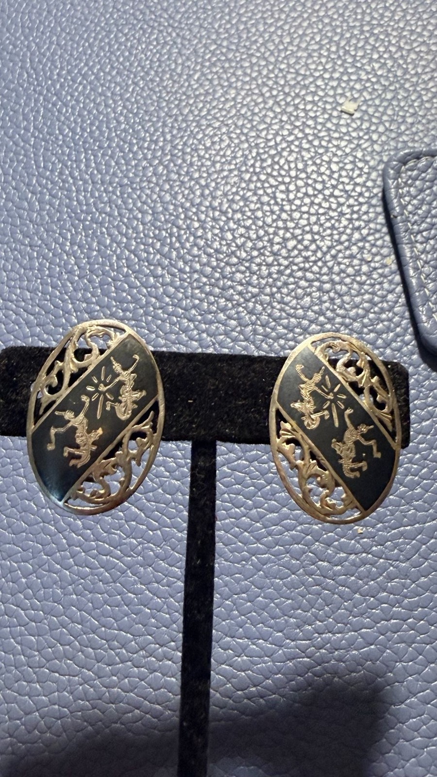 Vintage Siam Sterling Silver Niello Jewelry Set w/ Goddess Mekhala Pendants & Ea