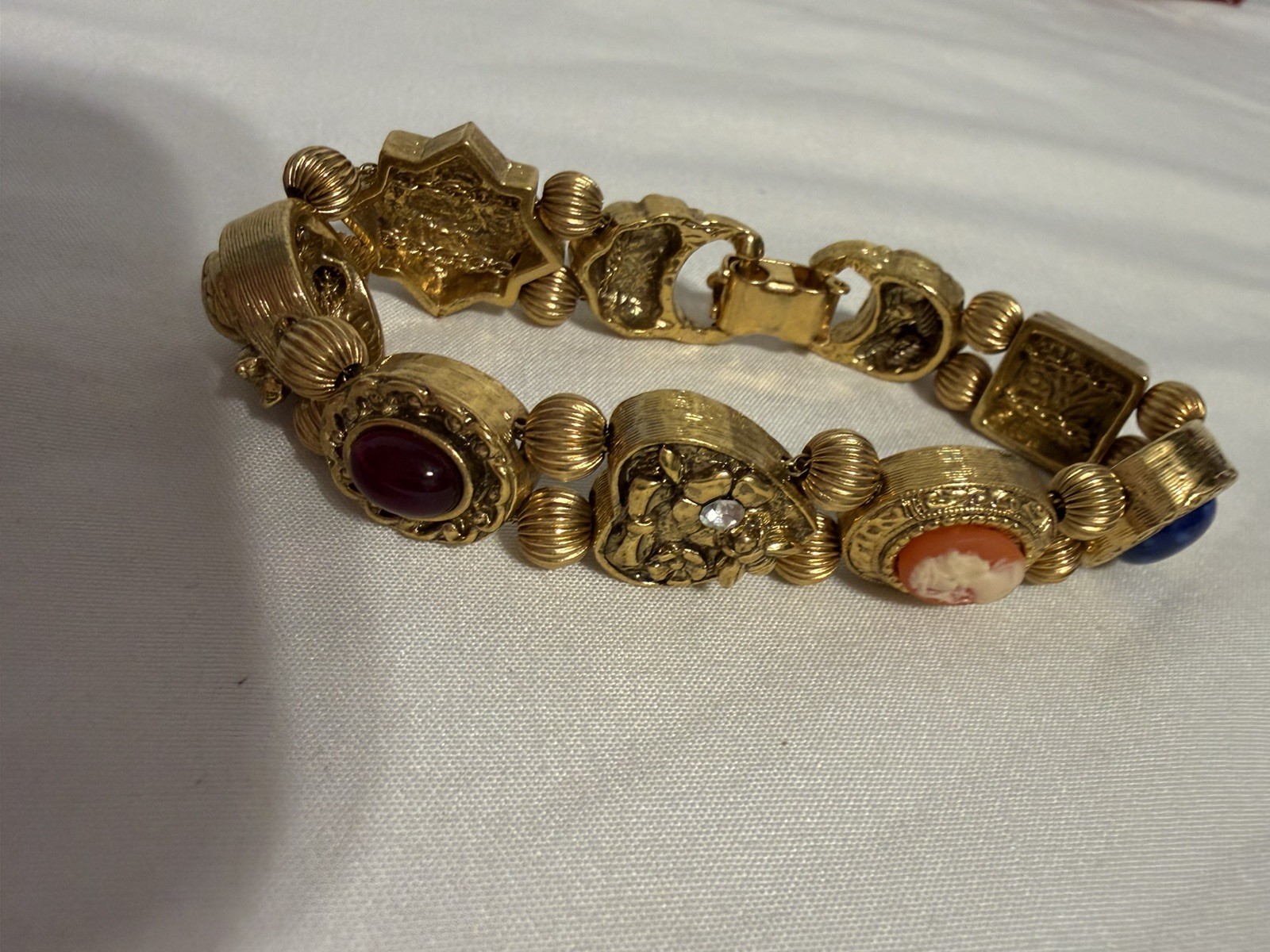 Vintage Victorian Revival Charm Slide Bracelet 1928 brand Carcanet Inspired