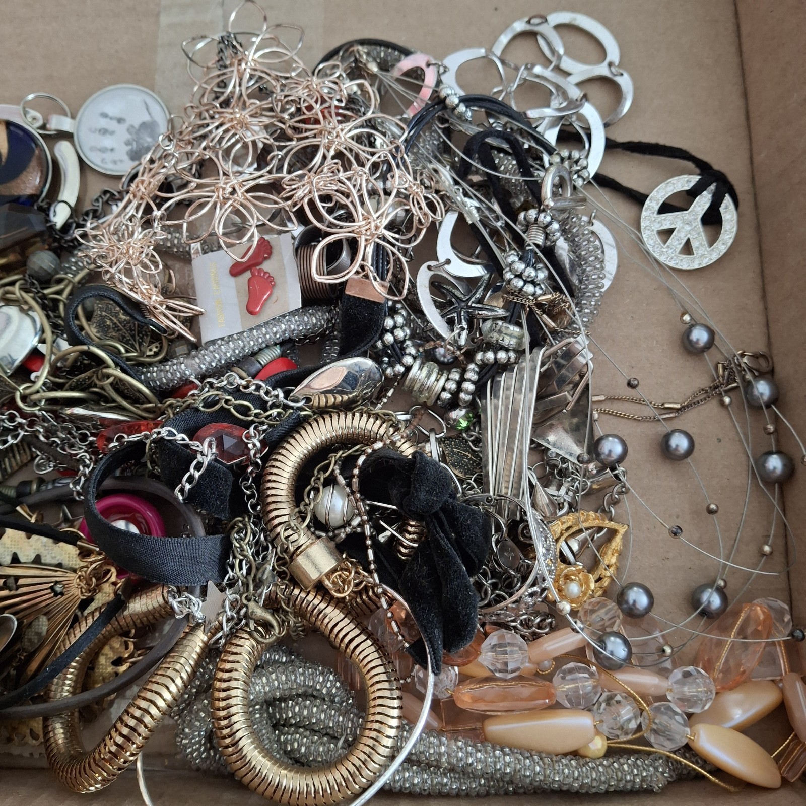 1+ Pound Vintage to Modern Jewelry Lot Wearables Necklaces Earrings Mixed