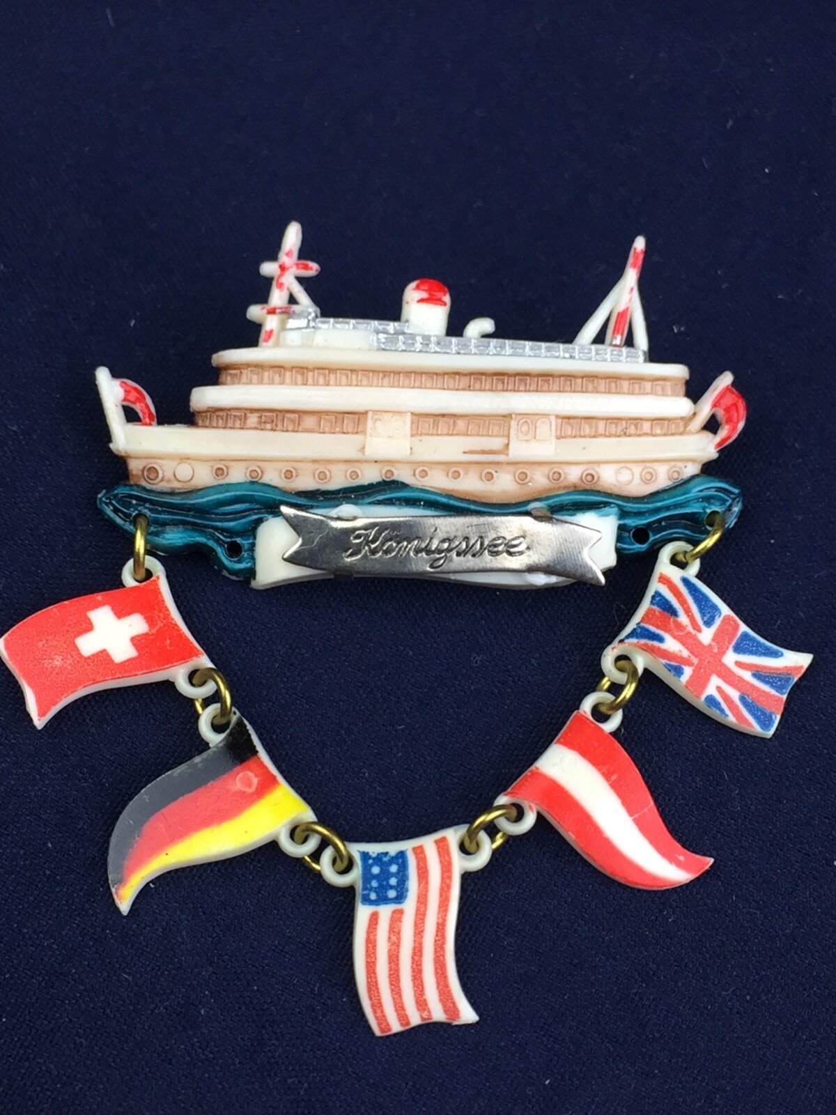 Collection of 8 Vintage German Celluloid Souvenir Pins Konigssee Wien