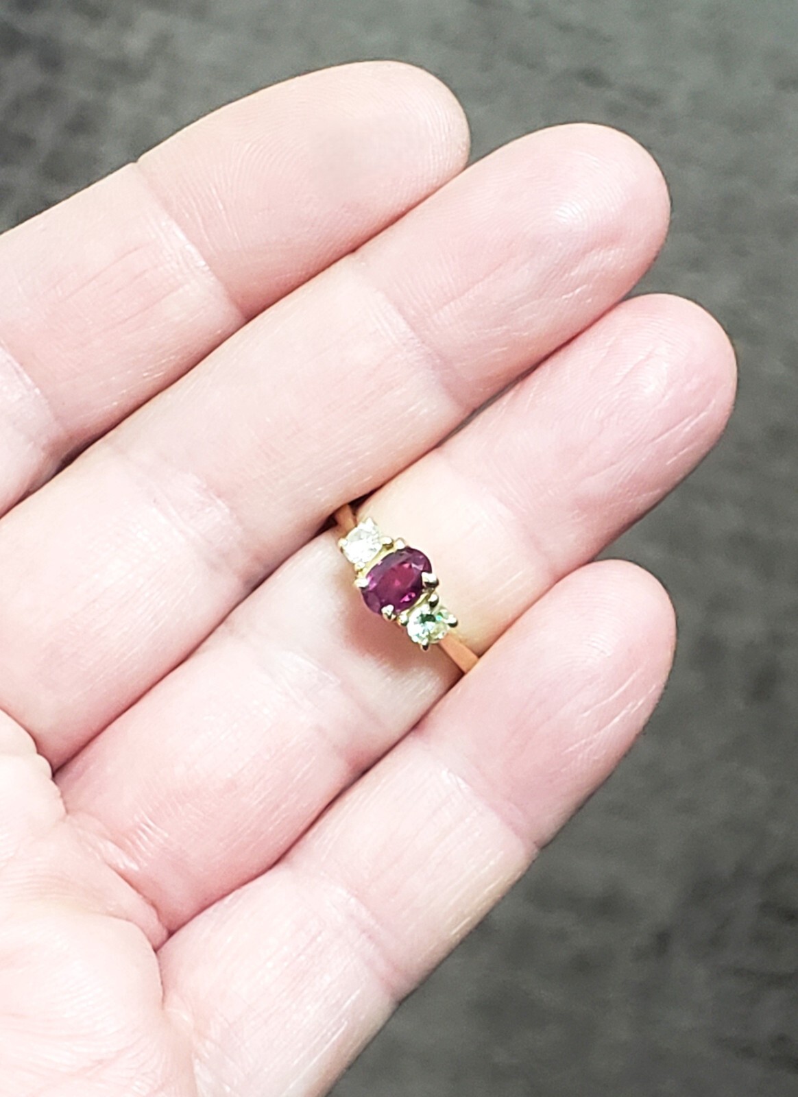 Estate 0.35CT(Est.) Ruby 0.32CT(Est.) Diamond mini Engagement Ring 14K size-5