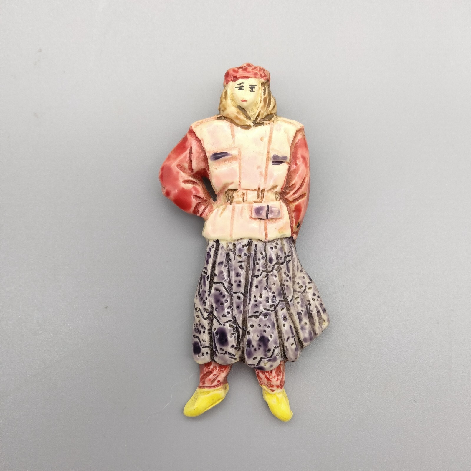 Statement Acrylic Brooch Figural Pin VTG Fashion Totally 80’s Barret Puffy Coat