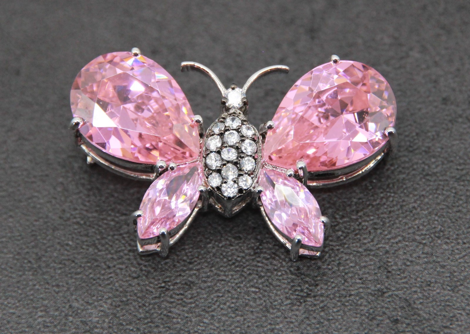 Real Collectibles by Adrienne Pair of Sterling Silver Gemstone Butterfly Pins