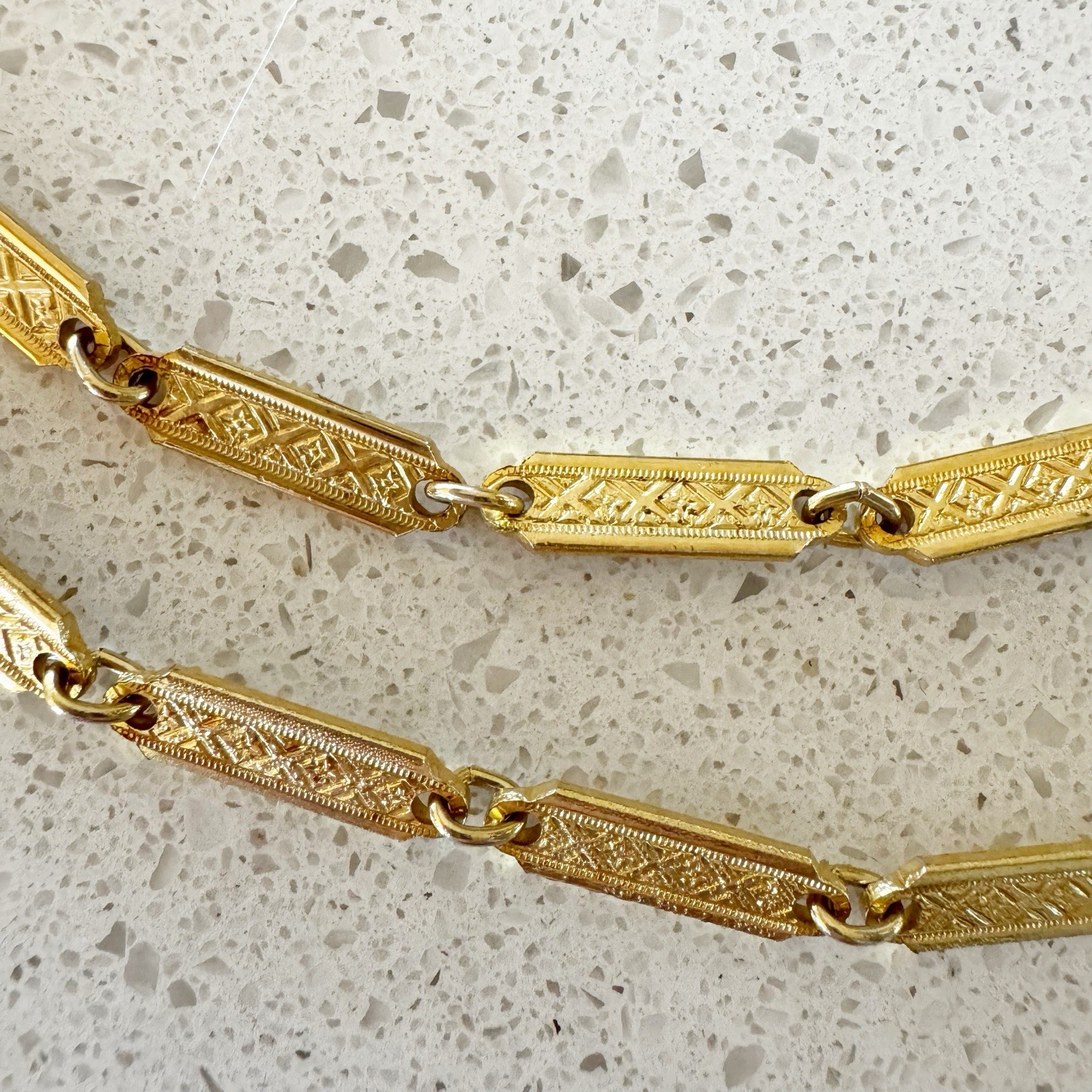 Vintage Gold Tone Plated Chain Link Textured Two Strand Necklace