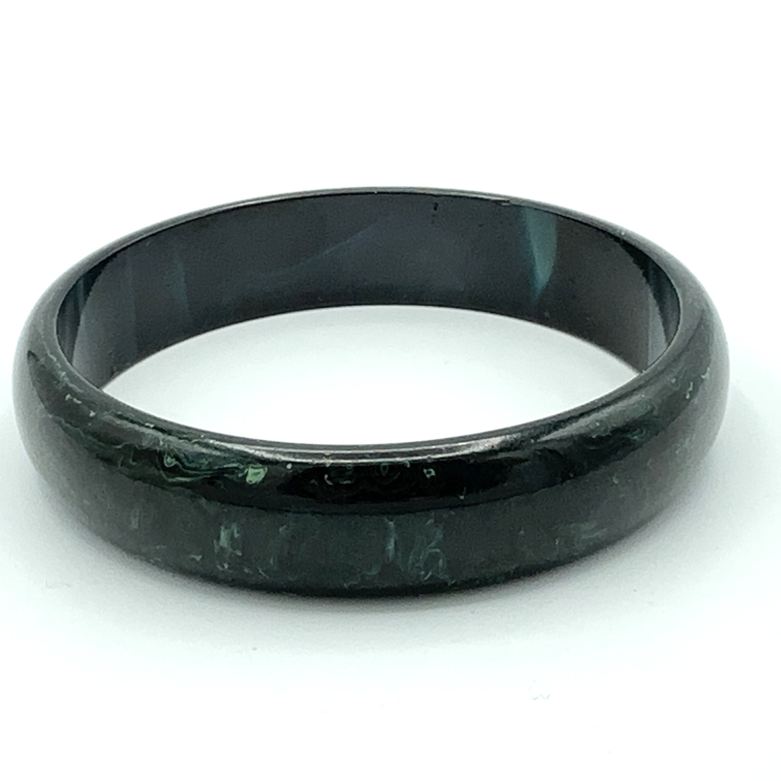 BAKELITE vintage bangle bracelet – dark green &.blue marbled – 5/8″ wide plastic
