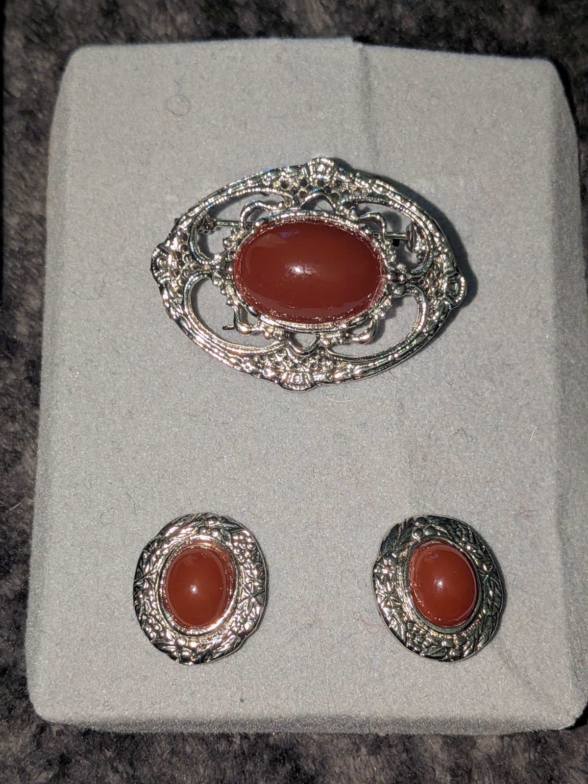 Tacoa Vintage Art Deco-style sterling silver brooch and earrings Sets